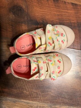 Cat & Jack Cream Sneakers with Pink & Green Fruit Print